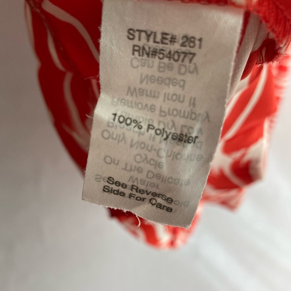 Womens CAbi #281 Brushstroke Red Orange White Medium Shirt Dress with Belt Tie - Picture 6 of 9